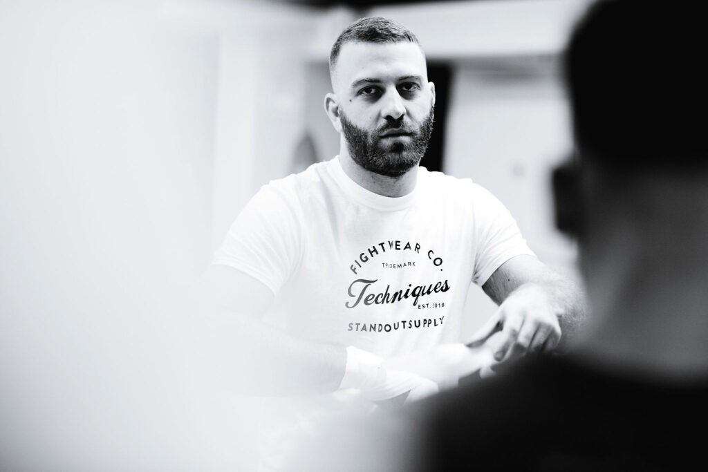 Man wearing white T-shirt