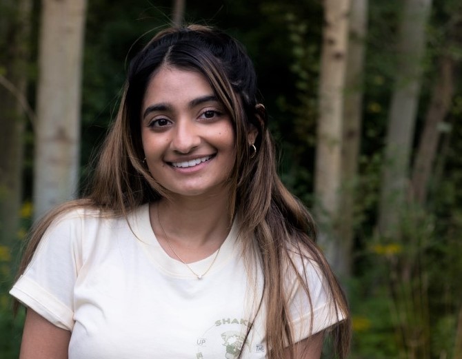 Closeup of young woman outdoors