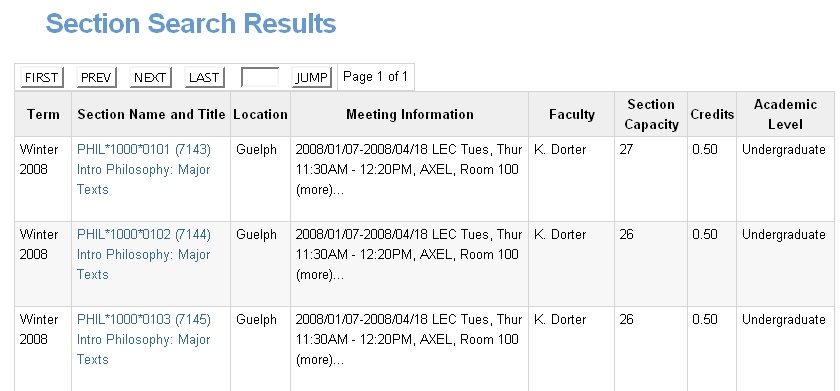 Section Search Results