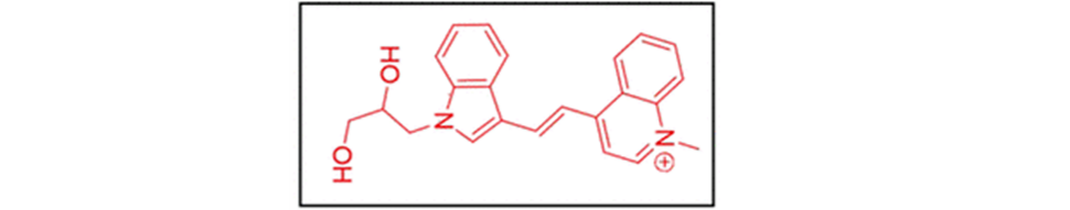 A chemical structure of the fluorescent nucleobase surrogate containing a donor and an acceptor moiety.