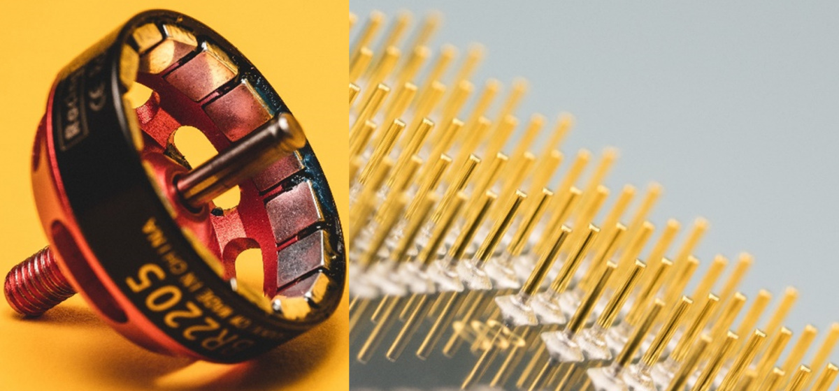  a close-up of a pin-fin heat exchanger.