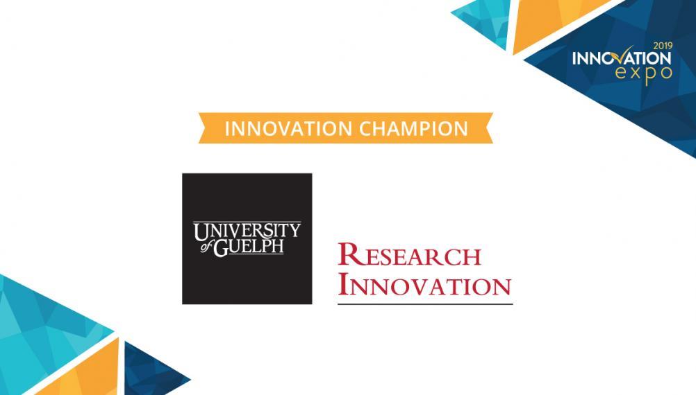 Innovation Champion Sponsor text with UofG Cornerstone/Research Innovation unit logo
