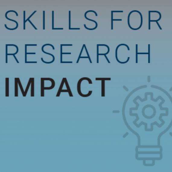 Skills for Research Impact text on blue background