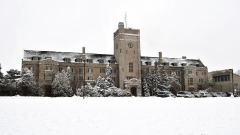Johnston Hall at U of G during winter