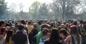 A group of young adults at a 420 rally