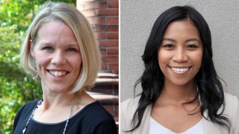 Headshots of Jess Haines to the left and Ashleigh Domingo to the right