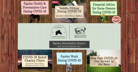 A visual of the resources the Equine Information Source created  to help horse owners and facility managers navigate the pandemic