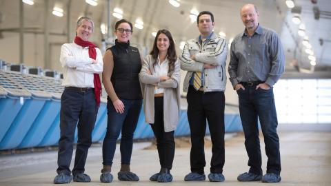 From left: Dr. Filippo Miglior, Dr. Christine Baes, Dr. Francesca Malchiodi, Dr. Saeed Shadpour and Dr. Flavio Schenkel, pictured at the Ontario Dairy Research Centre in Elora