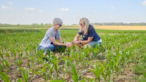 Drs. Claudia Wagner-Riddle (left) and Kari Dunfield at the Ontario Crops Research Centre in Elora.