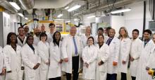 U of G president Charlotte Yates, Premier Doug Ford, Minister Jill Dunlop visited members of the BDDC team.
