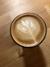 Overhead view of a latte