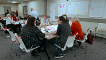 A group collaborating during the Sustainable Agri-Food Futures workship