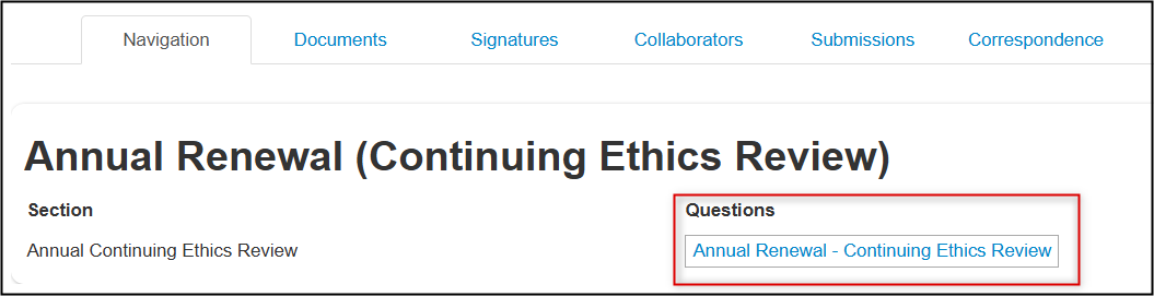 screenshot of Annual renewal questions