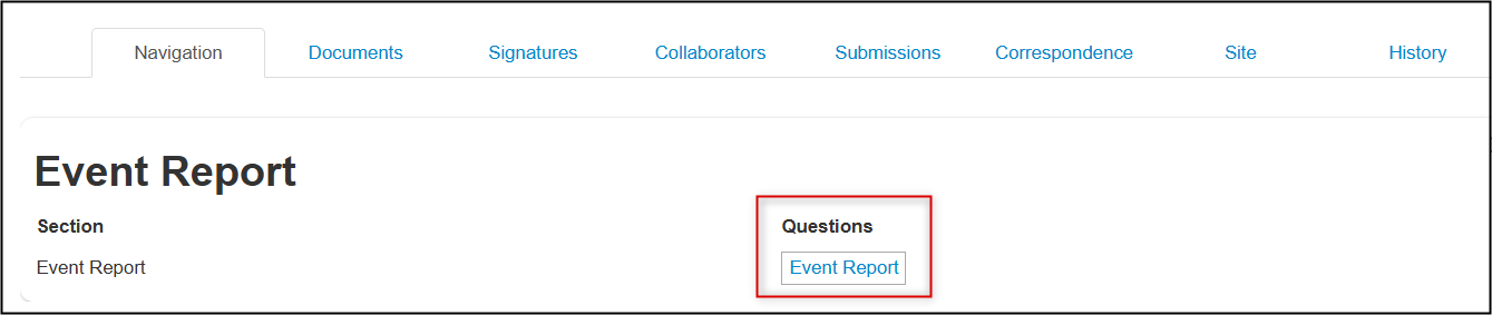 screenshot of event report questions