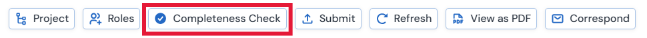 Screenshot of the Completeness Check button in the action ribbon.