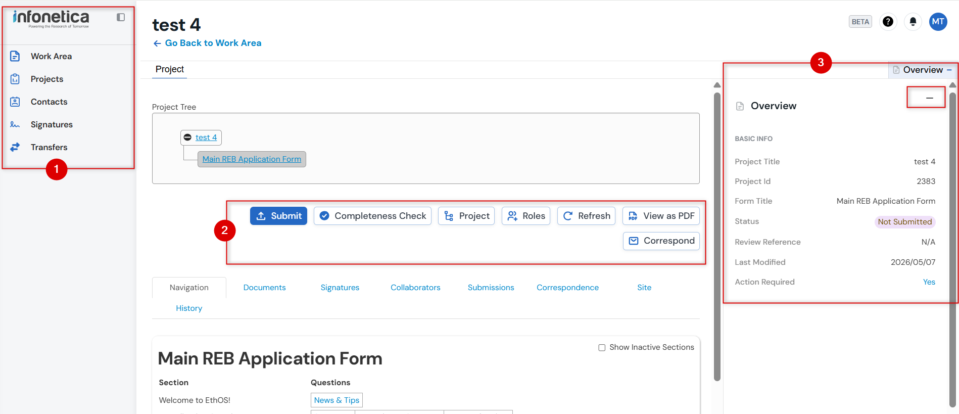 New EthOS Landing Page with numbered sections.