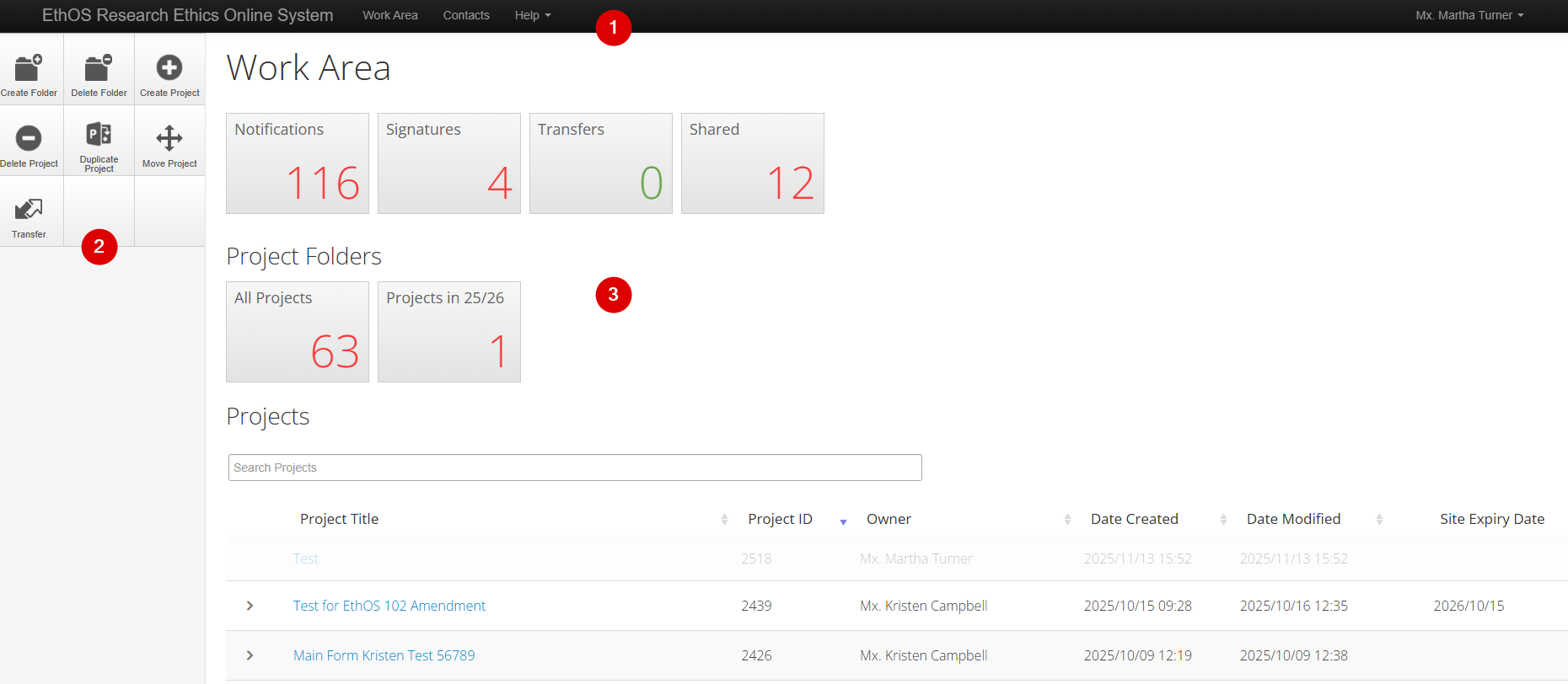 Previous EthOS Landing Page with numbered sections.