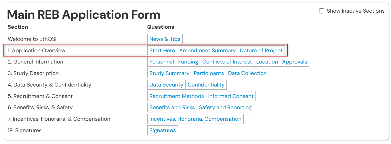 Screenshot of Application Overview