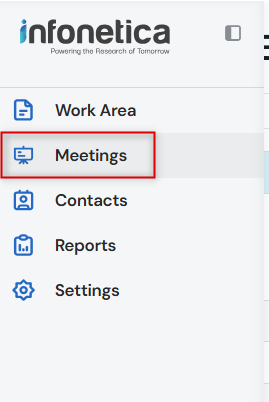 Screenshot of the meetings button in the navigation pane