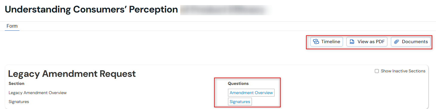 screenshot of the top section of the application main page