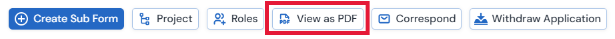 Screenshot of the View as PDF button in the action ribbon.