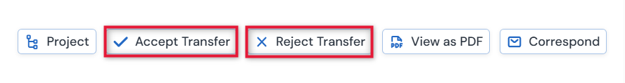 Screenshot of accepting or rejecting a transfer.