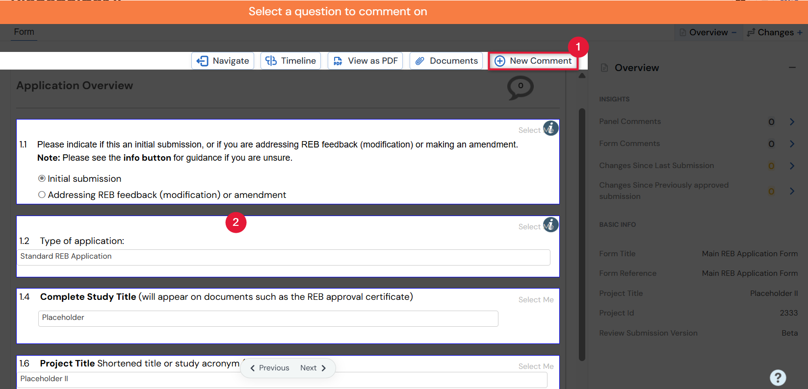 Screenshot of the a question being selected for a comment