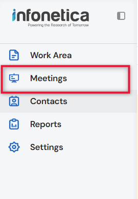 A screenshot of the EthOS navigation bar with the Meetings menu highlighted in a red box