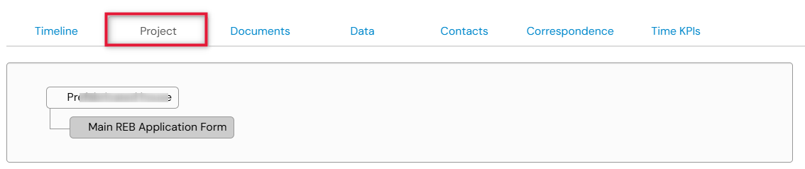 Screenshot of a project tab