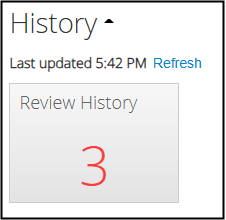 A screenshot of the EthOS Work Area's History tile