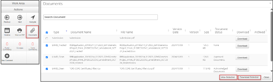 A screenshot of the Documents tile and the Documents pop-up window that it opens