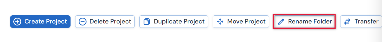 Screenshot of the Rename Folder button in the action ribbon.