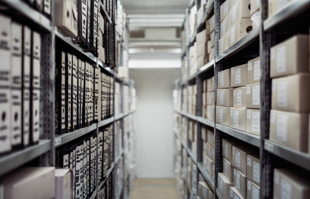 File archives, boxes of paper files