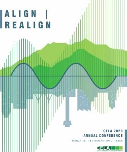 graphic image of mountains/city on graph with vertical lines