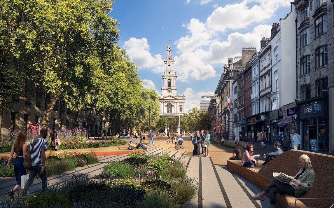 Strand Aldwych, London.  View of streetscape