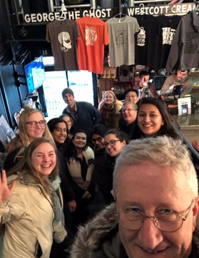 Selfie of students inside Brewery