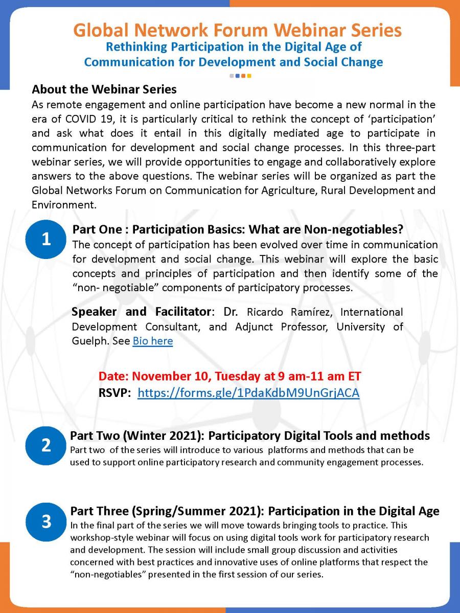 Global Network Forum Webinar Poster.  Details of the webinar series.