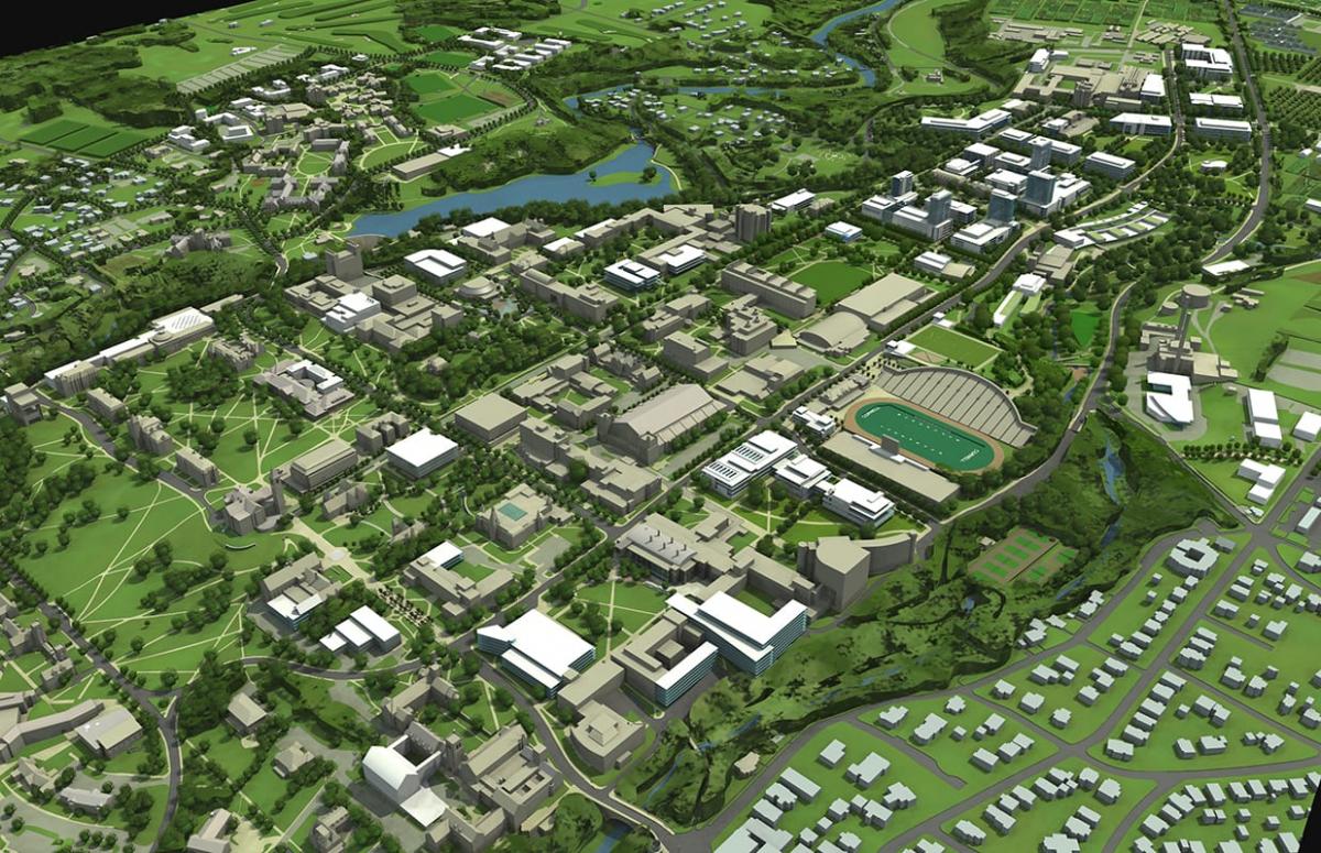 View of Cornell Campus on 3-D map