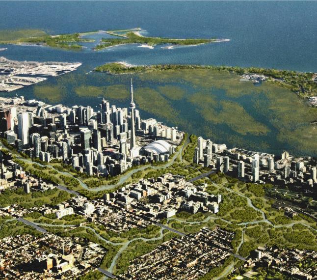 Toronto skyline rendering of the possible future landscape