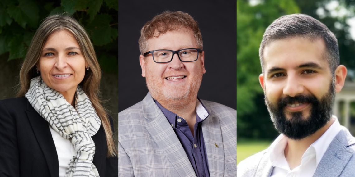 Headshots of Nadia Amoroso (left), Ryan Gibson (middle) and Afshin Ashari (right).