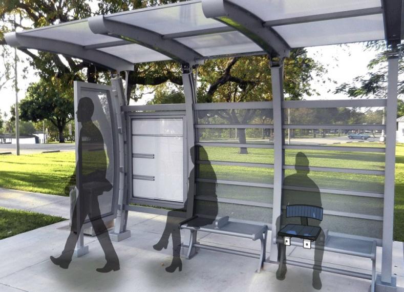 Bus shelter design with people