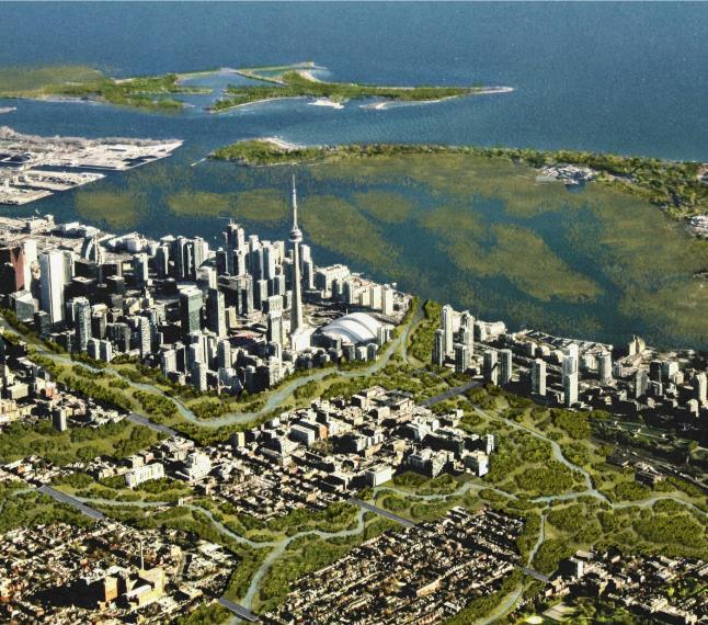 Toronto skyline rendering of the possible future landscape