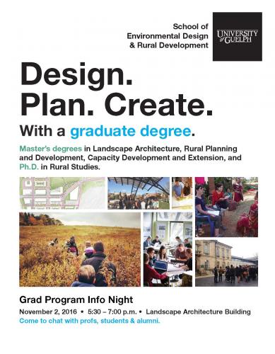 Poster entitled Design. Plan. Create. (with image boxes)