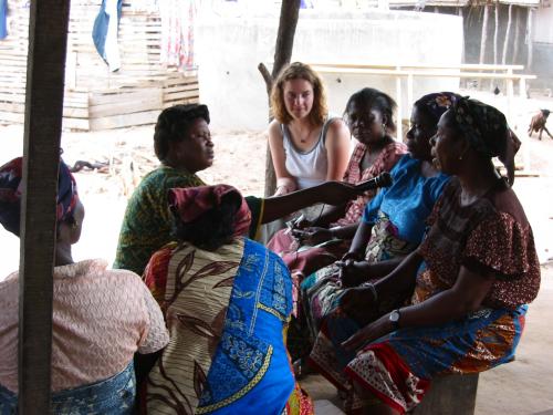 student meeting with African tribe