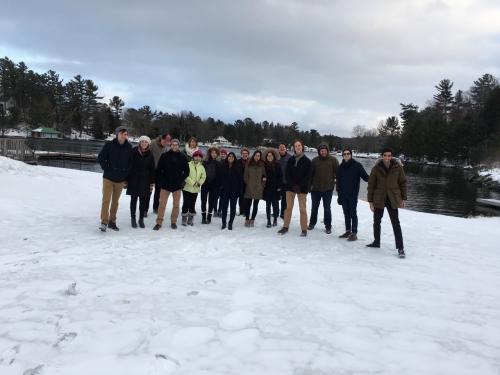 Students in front of lake in Muskoka, Ontario