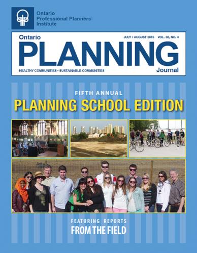 Front cover image of the Ontario Planning Journal including a collage of student images