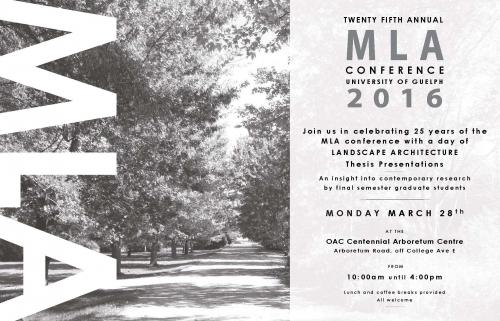 MLA Conference poster with tree lined walking path