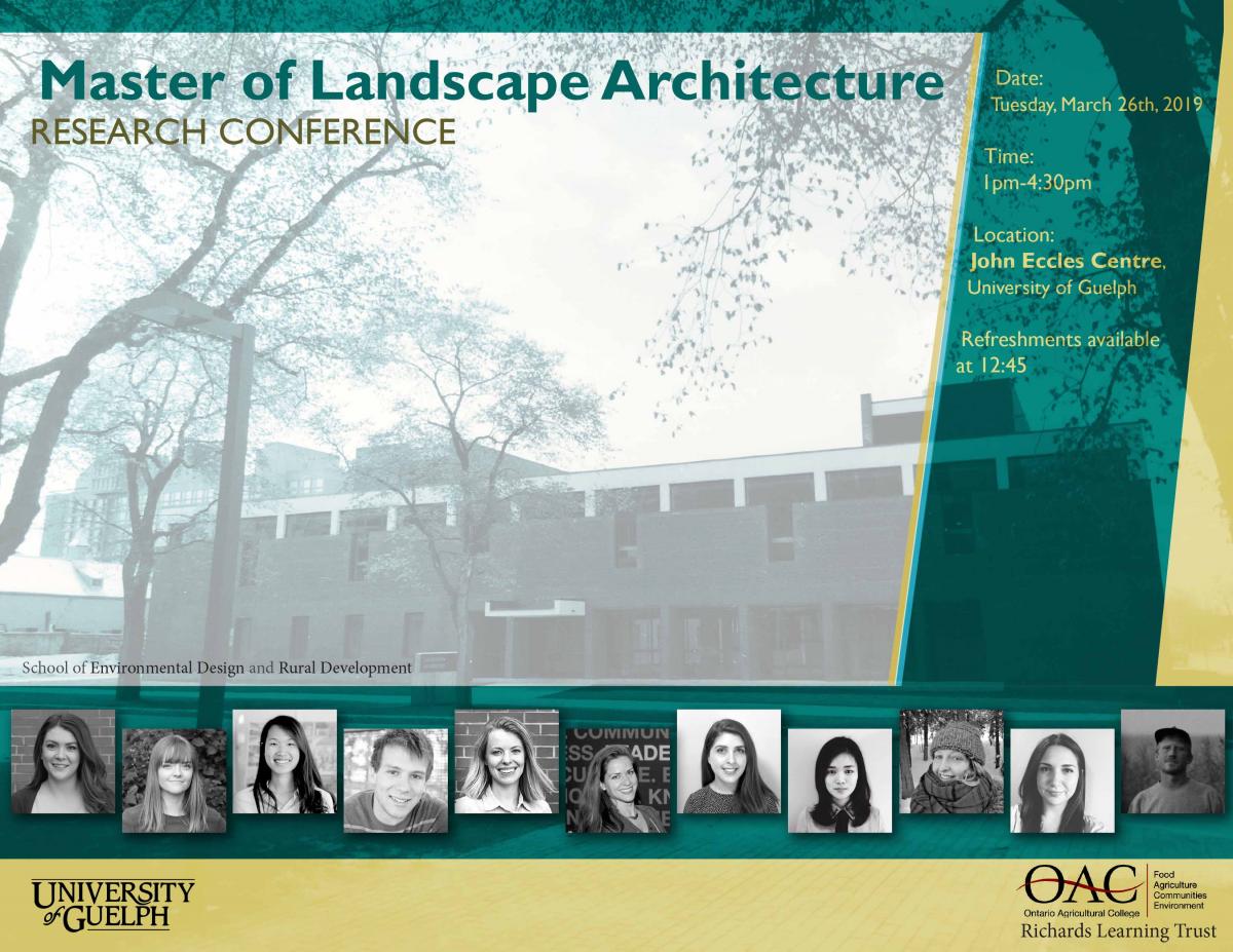 MLA Conference Poster with Landscape Architecture building and student self portraits