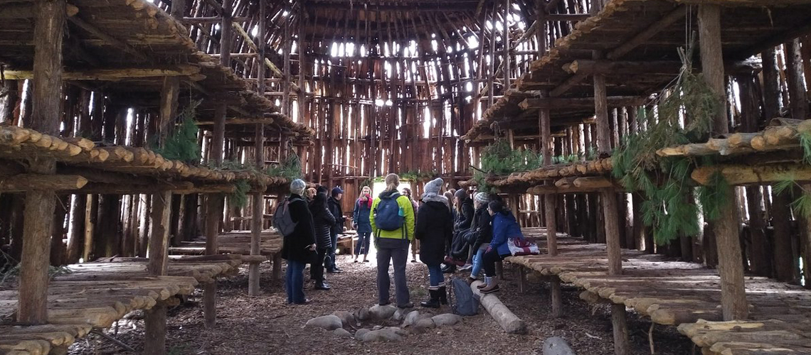 Students Inside Longhouse