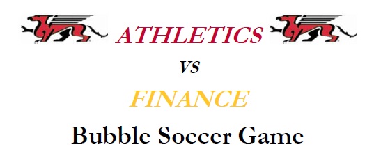Athletics Vs. Finance Bubble Soccer Game